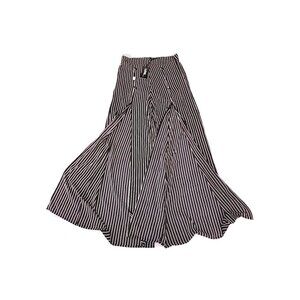 Love University Front Slit Black White Stripe Side Zip Wide Leg Flowy Sz M Pants
